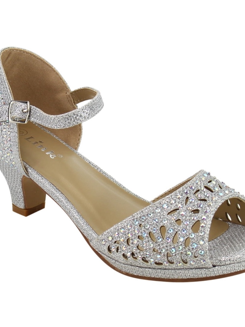 Girls Silver Glitter Dress Heels | Size 13